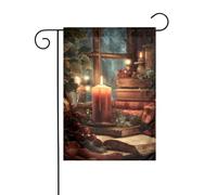 Candela su un vecchio libro bandiera da giardino 30 x 45 cm verticale su entrambi i lati decorazione per casa colonica all'aperto bandiera cortile