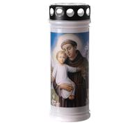 Candela votiva bianca di Sant'Antonio, coperchio impermeabile