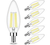 Candelabra LED Bulb, E12 Small Light Bulbs 5000K Daylight Dimmable - 60W Equivalent Ceiling Fan Bulbs Type B Edison Filame...