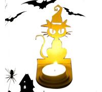 Candelabri di Halloween, scheletro Cat Shadlestick Shadlestick - Scheletro Cat Shadow Light Standing Riscaldamento - Decorazioni da tavolo Avvia un portacandele per Gatto. I suoi bordi non gradati