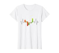 Candelabri ECG Linea impulso Trader Crypto Trader Trading Heartbeat Maglietta con Stampa Grafica Economica, Donna, Bianco, L