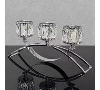Candelabro a 3 bracci in cristallo, portacandele votivo, portacandele, centrotavola per matrimoni, per tavoli, candeliere in cristallo, centrotavola per decorazioni da tavolo(Silver)