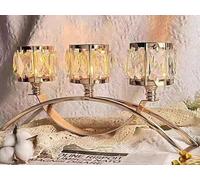 Candelabro a 3 bracci in cristallo, portacandele votivo, portacandele, centrotavola per matrimoni, per tavoli, candeliere in cristallo, centrotavola per decorazioni da tavolo(Gold)