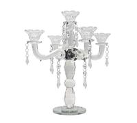 Candelabro A 5 Bracci In Cristallo - Portacandele Per Candele Affusolate - Ideale Come Centrotavola Per Matrimoni, Compleanni E Feste, O Come Decorazione Natalizia Per Mensole E Caminetti