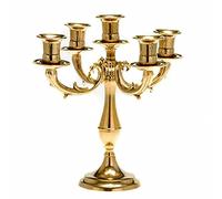 Candelabro a 5 bracci in ottone dorato.