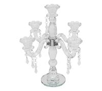 Candelabro a 5 braccia, argento con cristalli, 25 x 35,5 cm, in metallo, per Halloween, matrimoni, feste, cene, anniversari, celebrazioni ed eventi formali