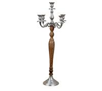 Candelabro a 5 rami Candelabro in legno e metallo marrone/argento Altezza 80 cm