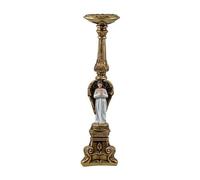 Candelabro a vela con un angelo classico dorato e bianco in resina dipinta a mano 31 cm