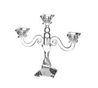 Candelabro Cristallo 3 fiamme in cristallo cm h 25,5 uno colore trasparente, cristallo K9 trasparente