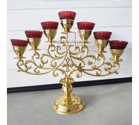 Candelabro da pavimento a sette rami su una gamba chiesa sette candelabri 20,86"