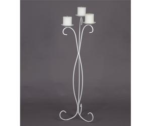 Candelabro da terra in ferro a 3 braccia in ferro battuto Dimensioni 33x33x h 101 cm Portacandele con base e struttura in ferro battuto bianco pastello bianco