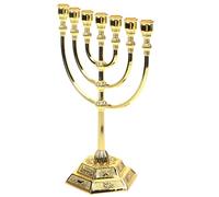 Candelabro Ebraico a 7 Bracci Stile Retrò, in Metallo Oro | Portacandele Elegante, Uso Pratico come Supporto, per Cena a Lume e Matrimoni, Decorazione Chic