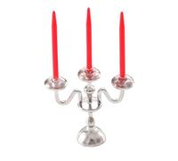 Candelabro in miniatura per casa delle bambole in scala 1:12 per caminetto mensola mensola decorazione camera da letto modello mobili in ferro - argento e rosso