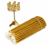 Candelabro in ottone a sette candele + 100 candele coniche chiesa ortodossa p...