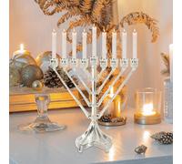 Candelabro Menorah in lega di zinco a 9 bracci per decorazioni natalizie,