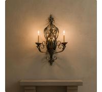 Candelabro Metallico Dorato Finitura Dorata Applique Candela Ferro Look