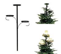Candelabro triplo nero per albero di Natale, 61 cm, decorazione natalizia adatta per interni ed esterni (nero, 61 cm)