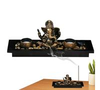 Candelatore: esposizione di luce del tè antico Ganesh, accento etnico a casa | Statuina di supporto verde acqua, bruciatore di incenso Zen vassoi decorativi