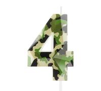 Candele 3D Camo 4° compleanno numero 4 candela a tema militare topper torta di compleanno candele mimetiche Happy 4th Birthday Party Cake Decorazioni per ragazzi compleanno caccia festa motivo