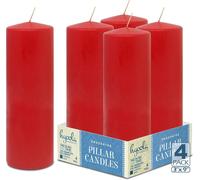 Candele a colonna Cilindro a lunga durata Rosse Set di 4 pz 22,5 x 7,5 cm