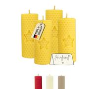 Candele a colonna Wachsmann Pasqua, set da 4, 100% cera d’api, arrotolate a mano, prodotte in Germania, candele di miele con 6 ore di combustione ciascuna