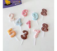 Candele a forma di ciambella numerate da 0 a 9, forniture per feste di compleanno per ragazzi e ragazze, decorazioni colorate per torte di compleanno, decorazioni per feste di bambini 1,2,3,4,5,7,8,6,