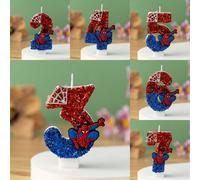 Candele a forma di figura divertente dell'Uomo Ragno originale, Supereroe Spiderman, Candele da 0 a 9, Decorazioni per cupcake e torte, Accessori per feste di compleanno per bambini 6,5,7,2,4,3Cera