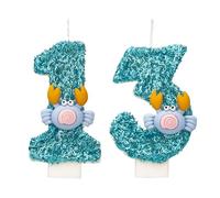 Candele a Forma di Granchio per 13° Compleanno - Blu, Glitterate, Lucide, Realizzate a Mano - Topper per Torta di Buon Compleanno - Perfette per Feste a Tema