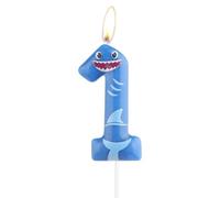 Candele a forma di squalo blu, candele di compleanno numero 1, decorazioni per feste a tema squalo per torta, candele per primo compleanno, decorazioni per feste a tema squalo per ragazzo ragazza