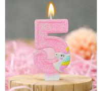 Candele a forma di torta di compleanno rosa unicorno/Candele per torta di numero rosa a forma di magia mitologica/Candele in cera diritta creative da 0 a 9/Candele per desideri di regina divina e prin