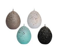 Candele a forma di uovo di Pasqua, in set da 4 pezzi, candele a forma di uovo di Pasqua, colore turchese pastello, dimensioni: altezza 6,5 x 4 cm,