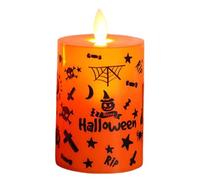 Candele a LED con Decorazioni di Halloween, Candela illuminata di Halloween | Candele Decorative con Fiamma Lampeggiante - Luce senza Fiamma Modello Dipinto a Batterie per la decorazione esc