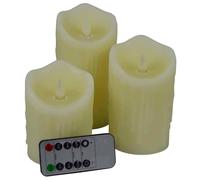 Candele A LED con Timer 3er-Set Crema 10/12,5/15cm Dimmbar Decorazione Remoto