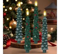 Candele a LED per albero di Natale con telecomando, Bestcool 4 candele verdi in tremolante fiamma per l'inverno da 9,8 pollici la casa, l'albero di Natale, set regalo