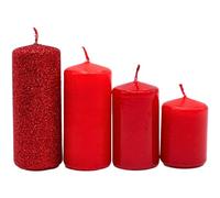 Candele a pilastro a gradini, candele dell'Avvento, in tonalità rosse, non profumate, 4 misure - H 5 - 10 cm, Ø 4 cm, 280 g