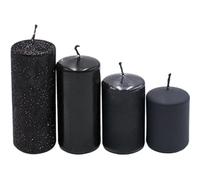 Candele a pilastro, candele dell'Avvento, candele a corona dell'Avvento, in nero, 4 misure, altezza 5-10 cm, diametro 4 cm, 250 g, durata 4 x 10 h, non profumate