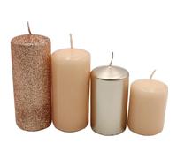 Candele a pilastro, candele dell'Avvento, candele a corona dell'Avvento, in nude/cappuccino, 4 misure - H 5 - 10 cm, Ø 4 cm, 280 g