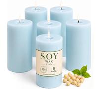 Candele a pilastro di soia, 210 ore di durata, candele a colonna blu non profumate, candele naturali di soia per casa, matrimoni, senza fumo e antigoccia, feste, spa, cene, 5,1 x 10,2 cm, confezione