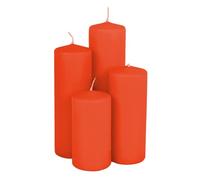 Candele a pilastro in vera cera, colore rosso, 4 candele dell'Avvento, in 4 diverse altezze, per Natale, inverno, avvento