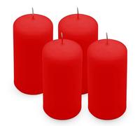 Candele a pilastro in vera cera, set da 4 pezzi, 10 x 5 cm, colore rosso, 10 cm, per corona dell'Avvento, durata 25 ore, decorazione da tavolo, candela cilindrica, candela a colonna, Natale, Avvento