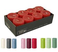 Candele a pilastro rustiche - Confezione da 8 - Candele in cera/Candele rustiche/Candele dell'Avvento Natale (Rosso rubino, Standard: Altezza 11 cm/Diametro 6 cm)