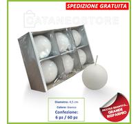 Candele a sfera bianche 45 mm 4,5 cm confezione da 6 pezzi e 60 pezzi