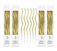 Candele a Spirale di Compleanno,24 pezzi Candeline Compleanno Cupcake Candele,Candele Lunghe Torta,Candele Compleanno Candeline Decorazioni Per Bambini e Adulti,Baby Shower(Oro)