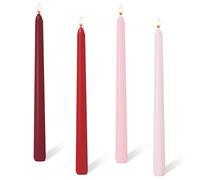 Candele affusolate da 25,4 cm, set di 4 candele rosa con gradiente rosso, candele affusolate, candele lunghe alte senza profumo e senza gocce per tavolo, cena, matrimonio, Natale, decorazione della