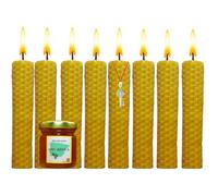 Candele al miele 100% Cera d'api naturale spagnola-Aromaterapia Rilassante-8 candele-Decorazione-EcoFriendly-Senza Tossici-Origine Spagna-Rituale Buona Fortuna 11/22