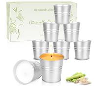 Candele alla citronella per esterni,200 ore,8 pezzi,candele alla citronella per campeggio all'aperto in un bicchiere, 100% cera di soia naturale per giardino, balcone, picnic, campeggio, patio
