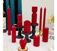 Candele aromaterapiche di più colori rosso vino, decorazione centrale, cilindro ad ingranaggi, candele a forma di albero di Natale per decorazione domestica, candele natalizie sottili, adatte come dec