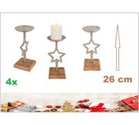 Candele Avvento Supporti Stern XL Argento Design Su Holz-Standfuß Altezza 26cm 4