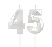 Candele bianche per 45° compleanno, 3D numero 45 candele per torta, donne e uomini, decorazioni per torte bianche, decorazione per torta bianche, per feste di compleanno, matrimoni, anniversari