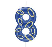 Candele blu per 8° compleanno, numero 8, decorazioni per torte per feste a tema anelli blu e dorati, candele magiche per torta di compleanno per ragazzi e ragazze